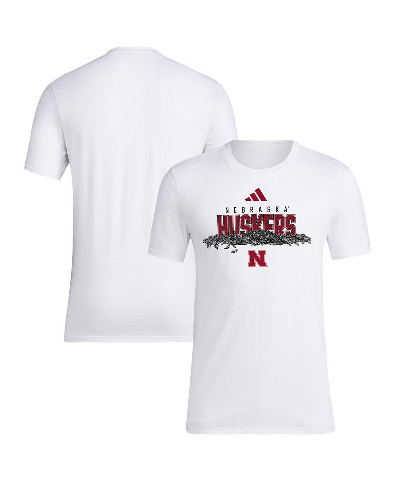 Men's White Nebraska Huskers Baseball Sunflower Seeds T-Shirt Adidas
