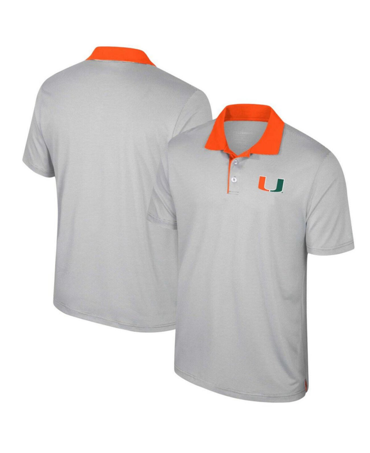 Men's Gray Miami Hurricanes Big Tall Tuck Striped Polo Colosseum