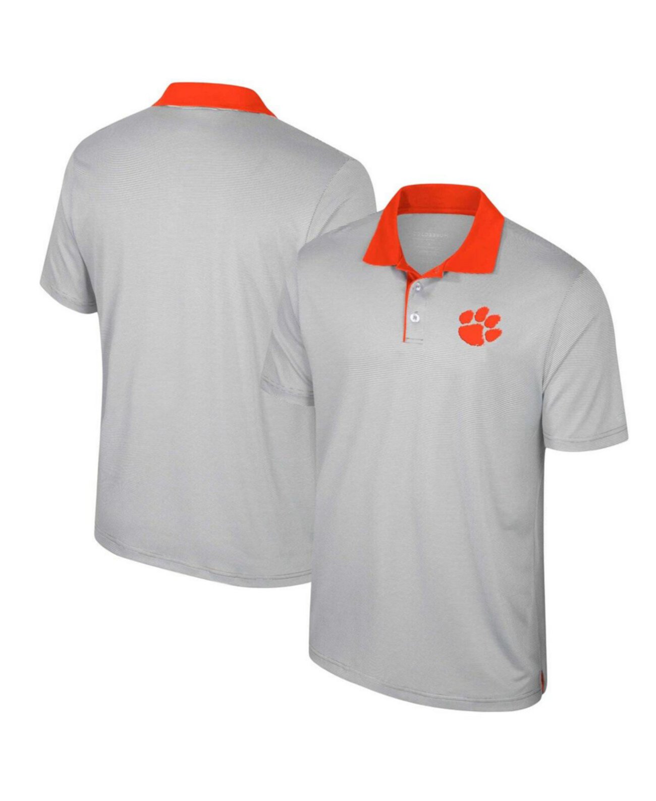 Men's Gray Clemson Tigers Big Tall Tuck Striped Polo Colosseum