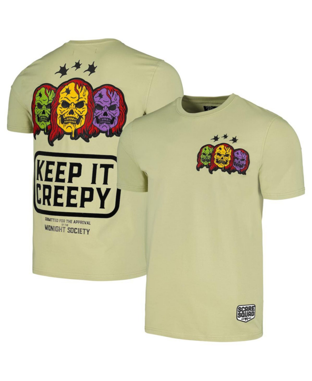 Men's and Women's Olive Are You Afraid of the Dark Keep It Creepy T-Shirt Freeze Max