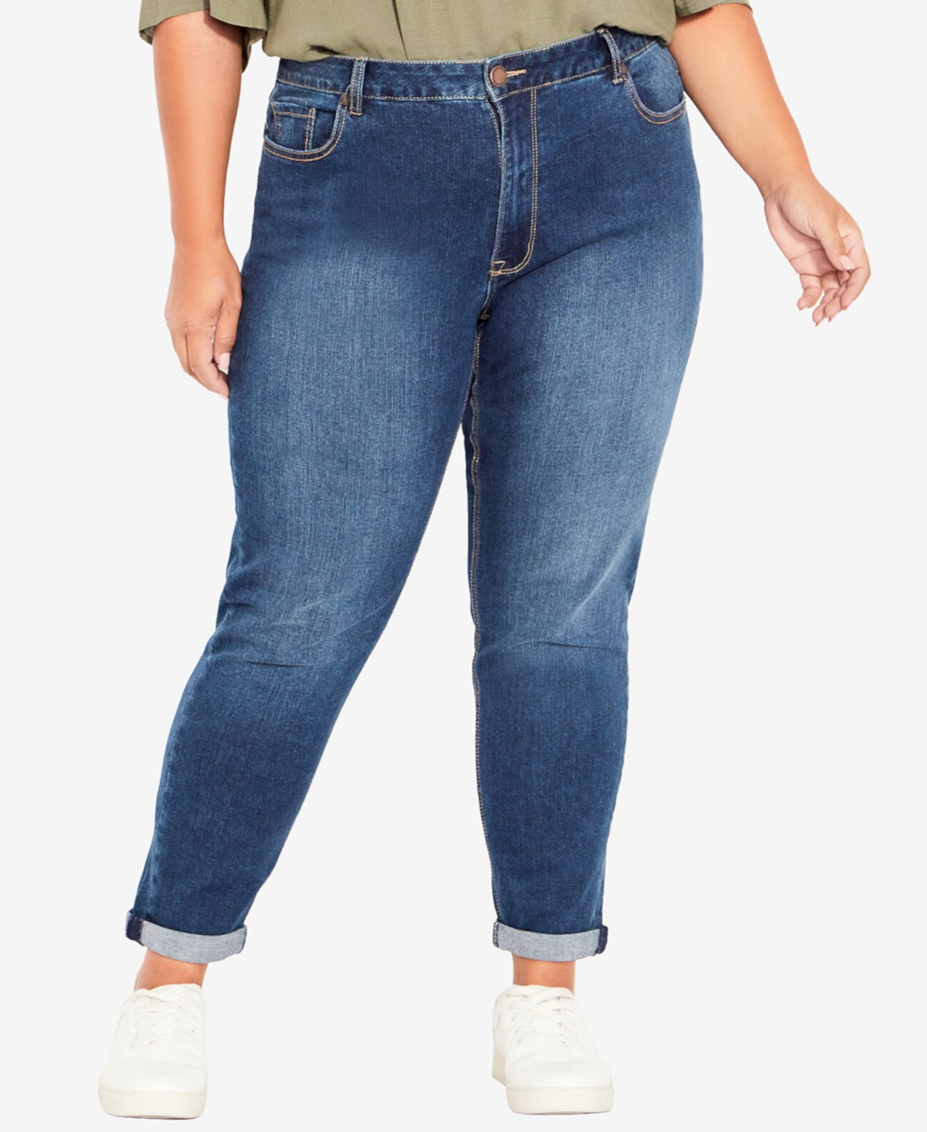 Plus Size Stretch Girlfriend Petite Length Jean AVENUE