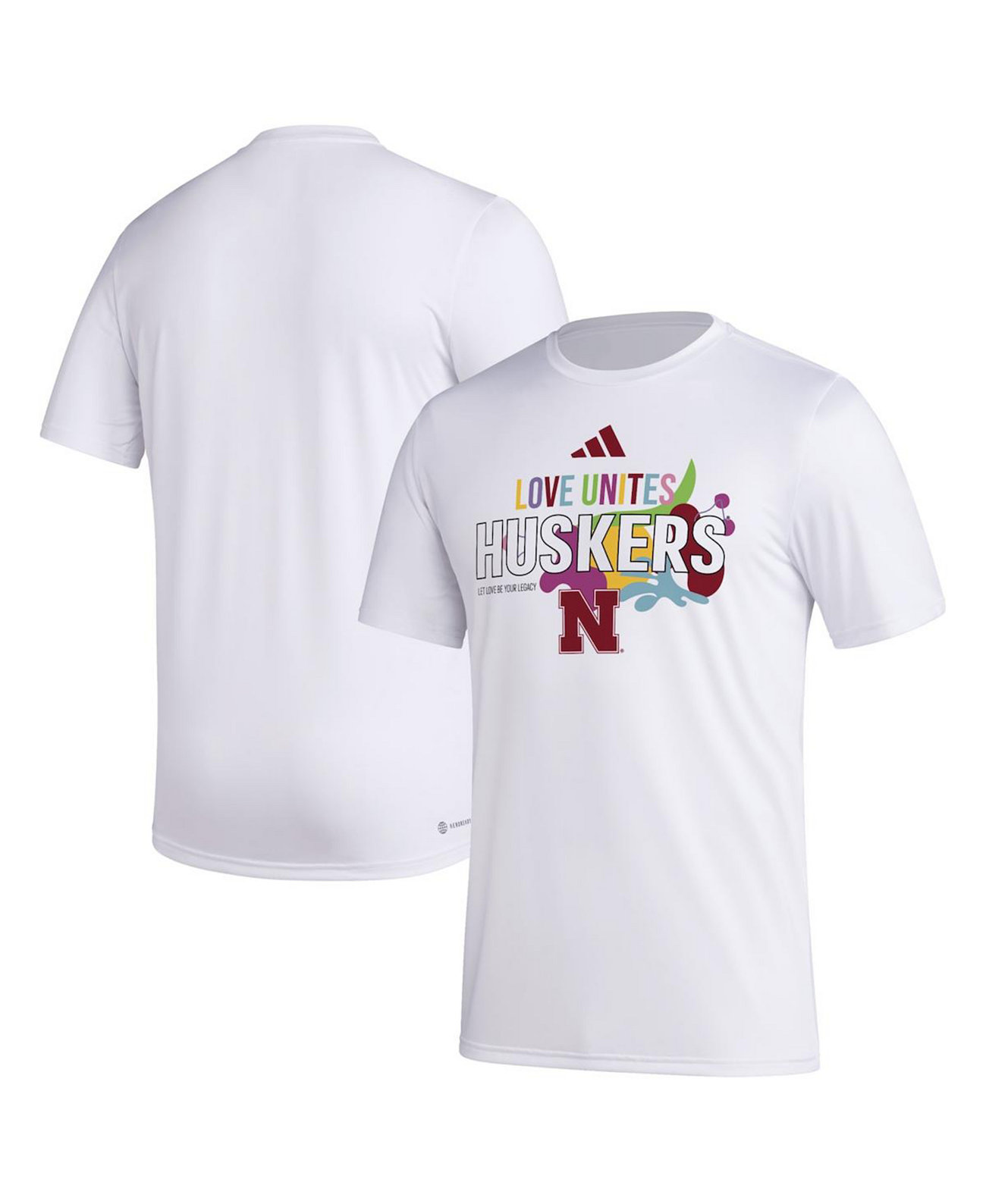 Men's x Rich Mnisi Pride Collection White Nebraska Huskers Pregame AEROREADY T-Shirt Adidas