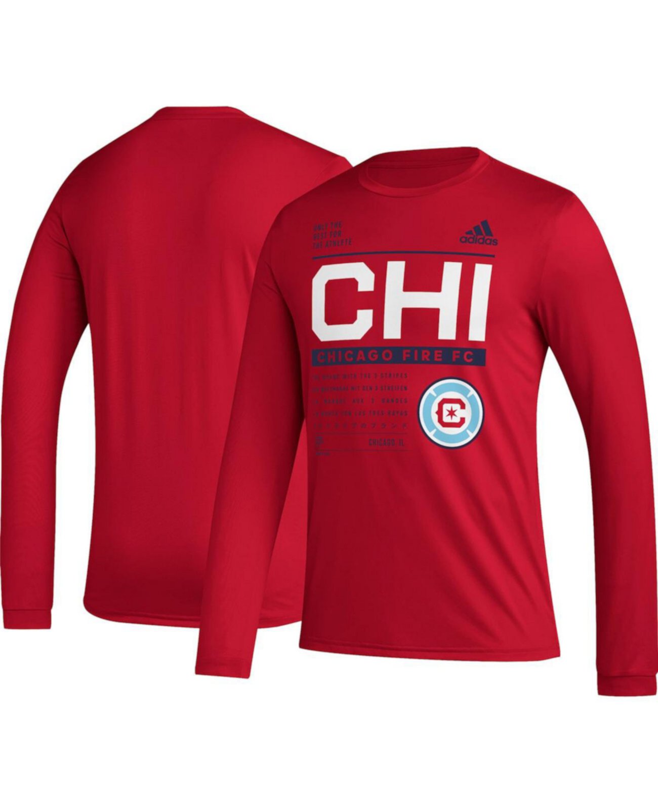 Men's Red Chicago Fire 2023 Club DNA Long Sleeve AEROREADY T-Shirt Adidas