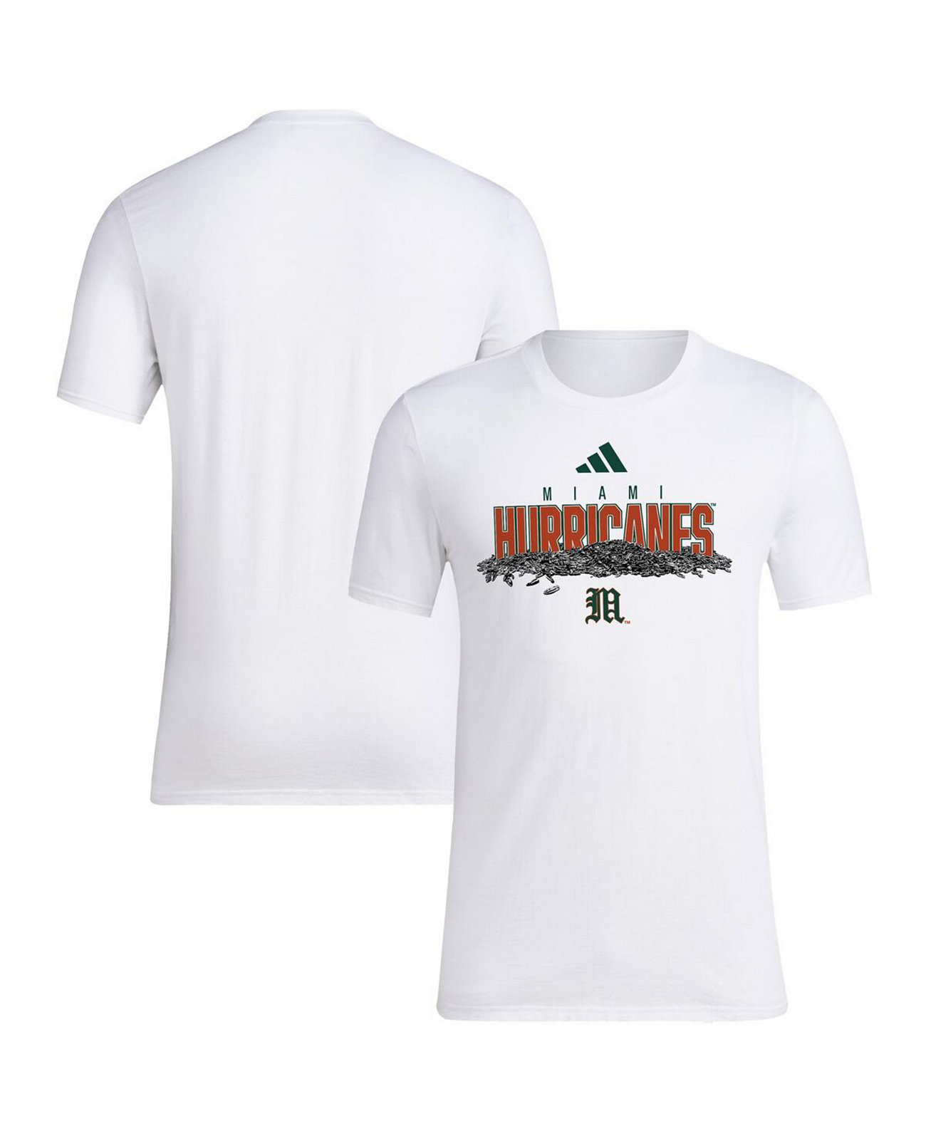 Men's White Miami Hurricanes Baseball Sunflower Seeds T-Shirt Adidas
