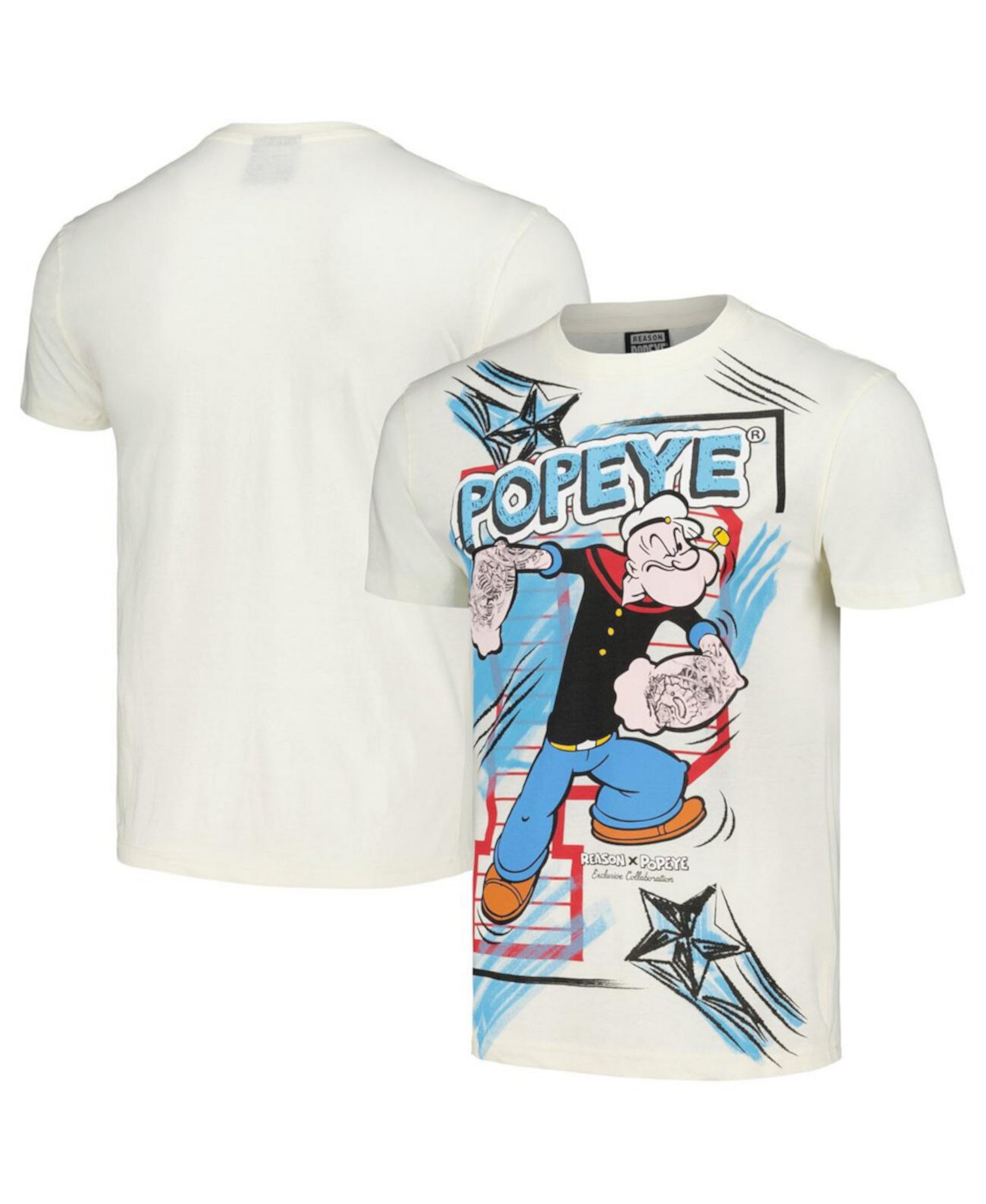 Men's and Women's Cream Popeye Retro T-Shirt Reason