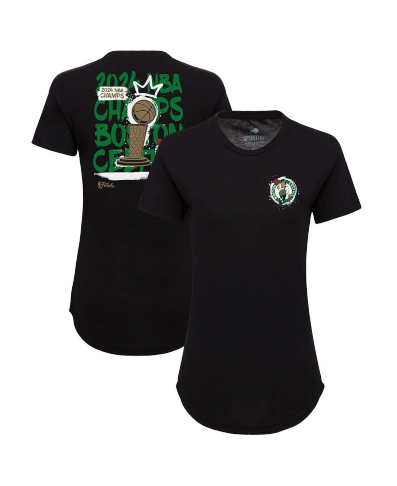 Women's Black Boston Celtics 2024 NBA Finals Champions King of the Court Phoebe Tri-Blend T-Shirt Sportiqe