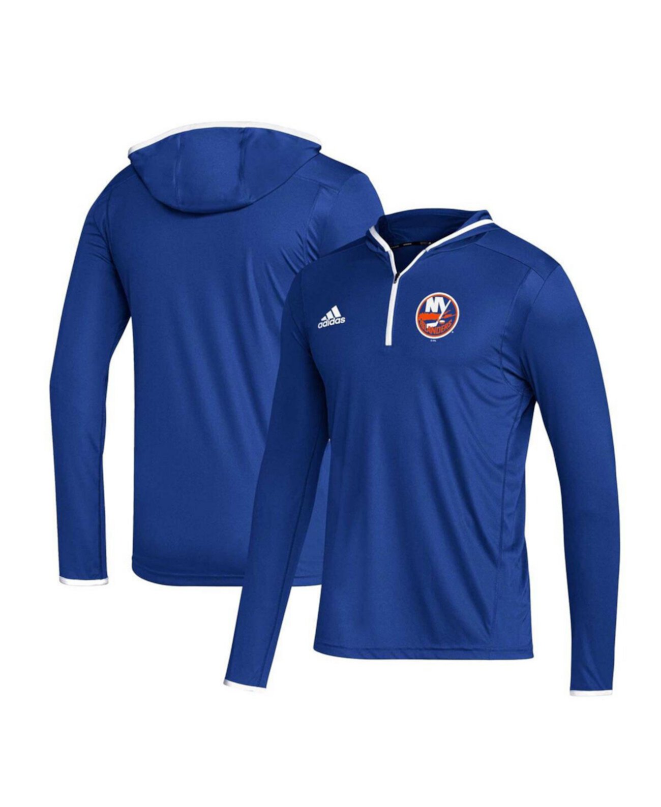 Men's Royal New York Islanders Team Long Sleeve Quarter-Zip Hoodie T-Shirt Adidas