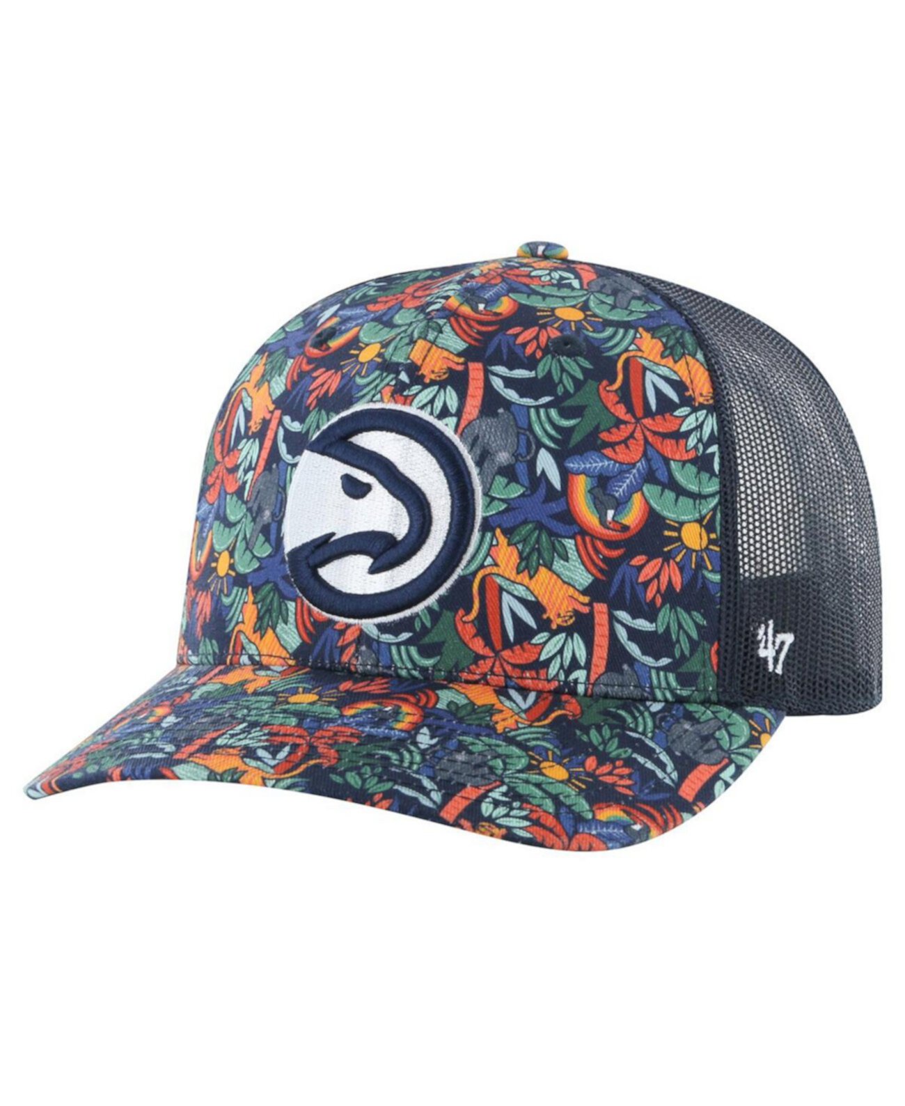 Men's Navy Atlanta Hawks Jungle Trucker Adjustable Hat '47 Brand