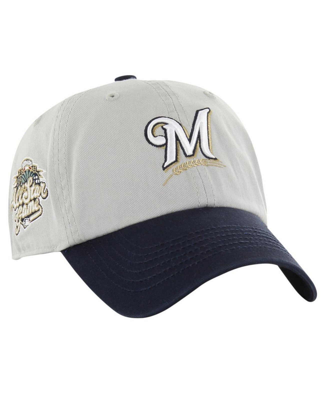 Men's Gray/Navy Milwaukee Brewers Sure Shot Classic Franchise Fitted Hat '47 Brand