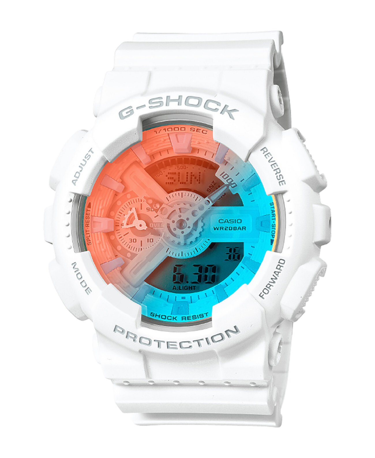 Смарт часы G-Shock Мужские Аналогово-Цифровые Белые из Резины, 51.2мм GA110TL-7A G-Shock