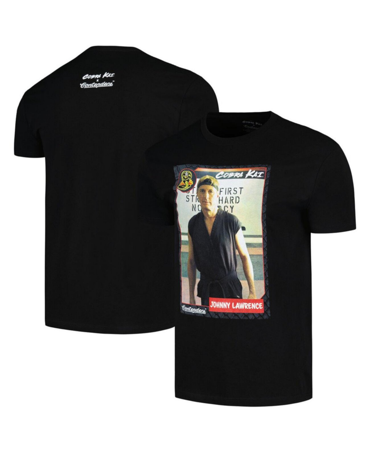 Men's Black Cobra Kai Johnny Lawrence Card T-Shirt Contenders Clothing