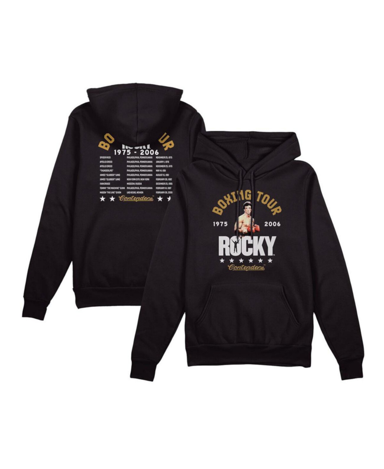 Men's Black Rocky Boxing Tour Pullover Hoodie Contenders Clothing