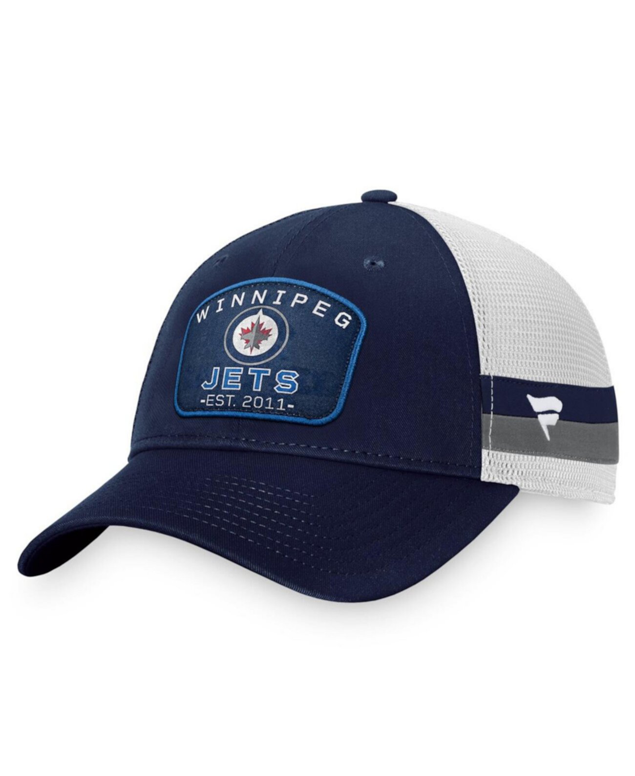 Men's Navy/White Winnipeg Jets Fundamental Striped Trucker Adjustable Hat Fanatics