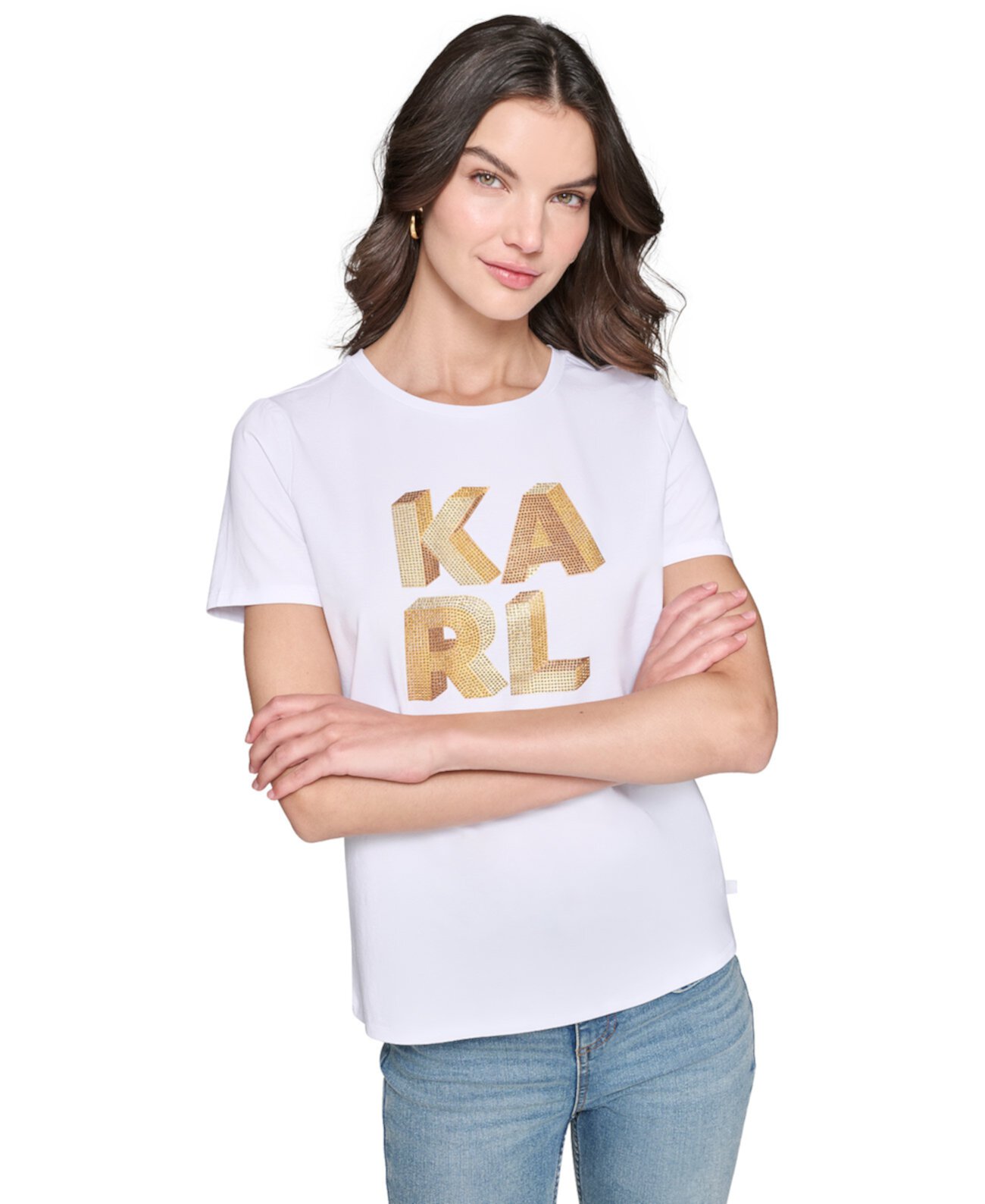 Women's Embellished Graphic T-Shirt Karl Lagerfeld Paris