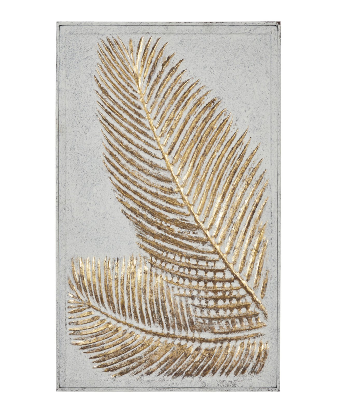 Gold Metal Relief Palm Leaf Wall Decor with Gold Detailing 23" x 1" x 31" Rosemary Lane