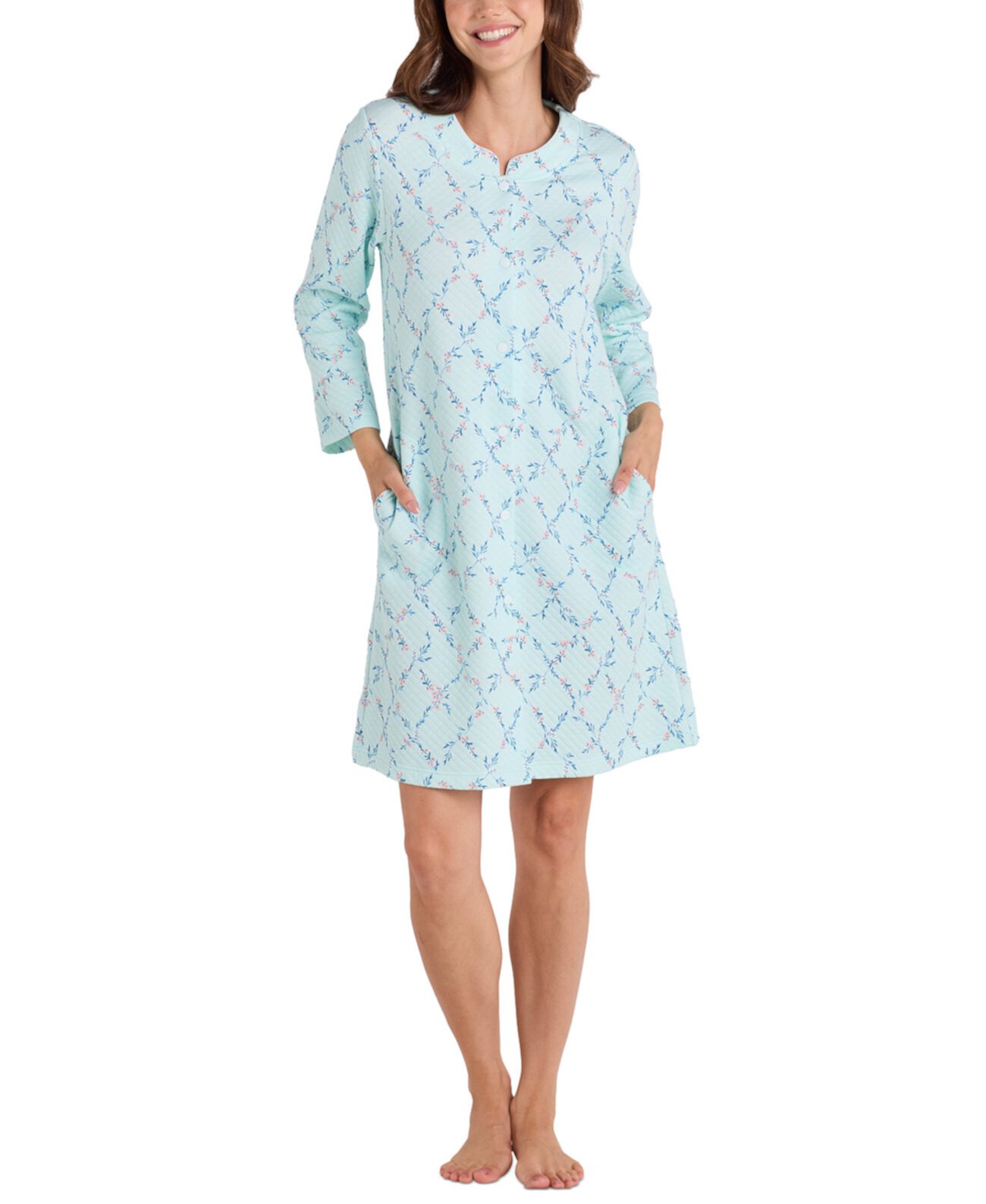 Women's Quilted Floral Long-Sleeve Robe Miss Elaine