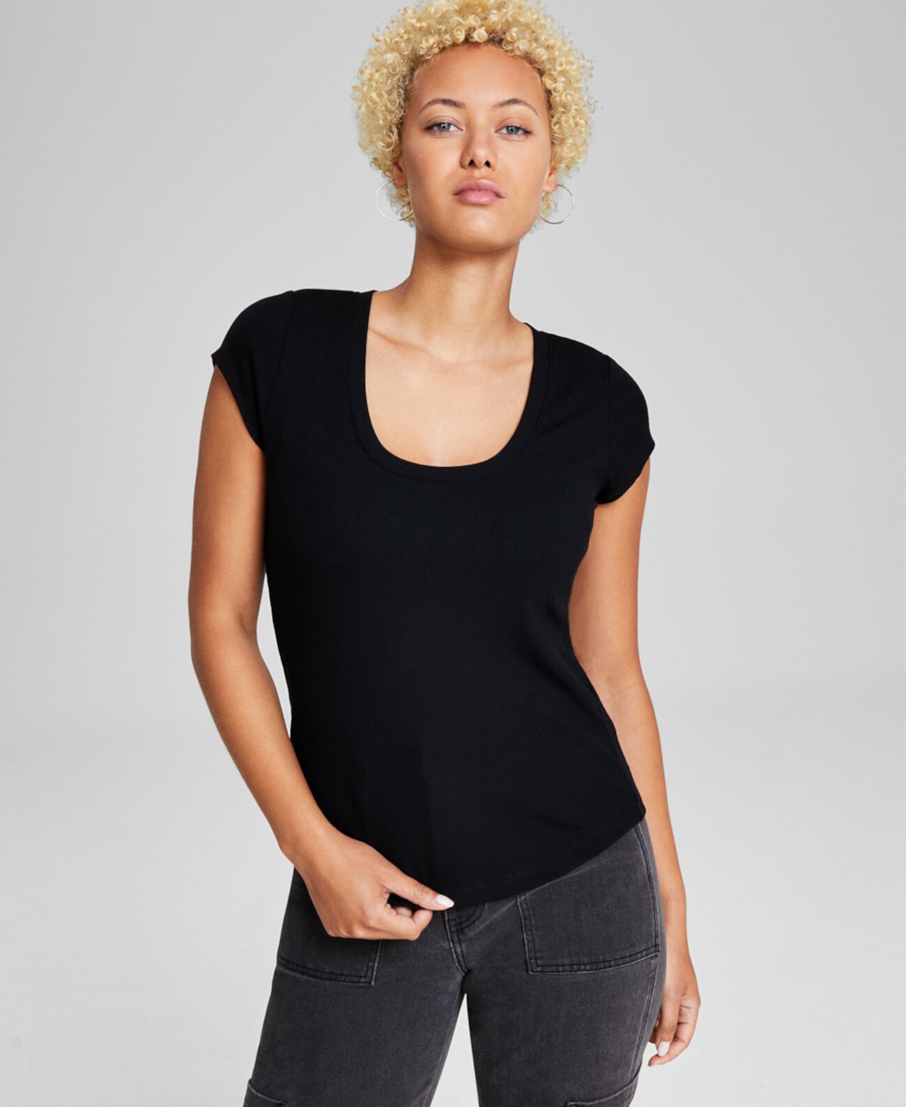 Women's Scoop-Neck Cap-Sleeve Tee, Created for Macy's And Now This