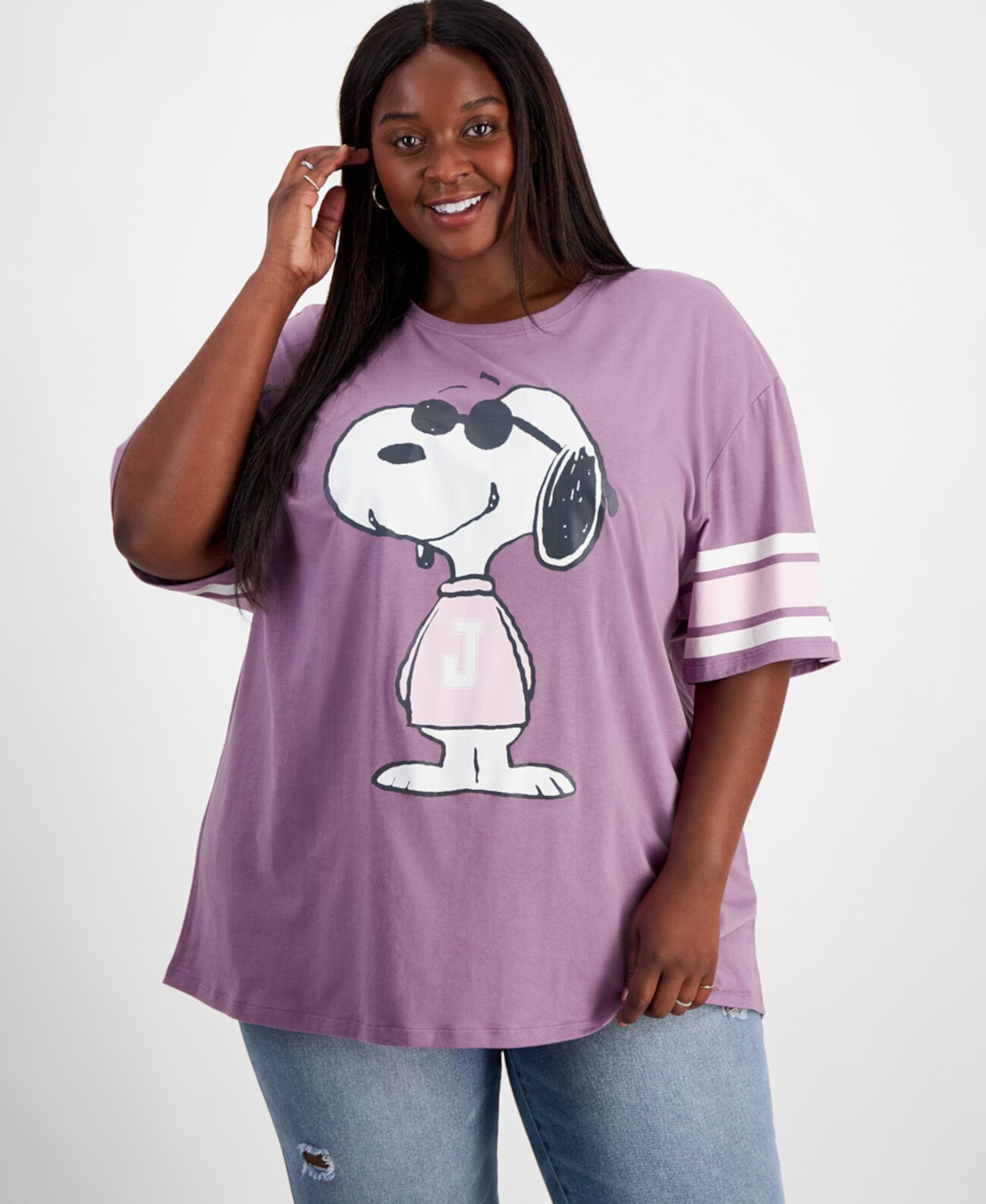 Trendy Plus Size Snoopy Graphic T-Shirt Grayson Threads, The Label