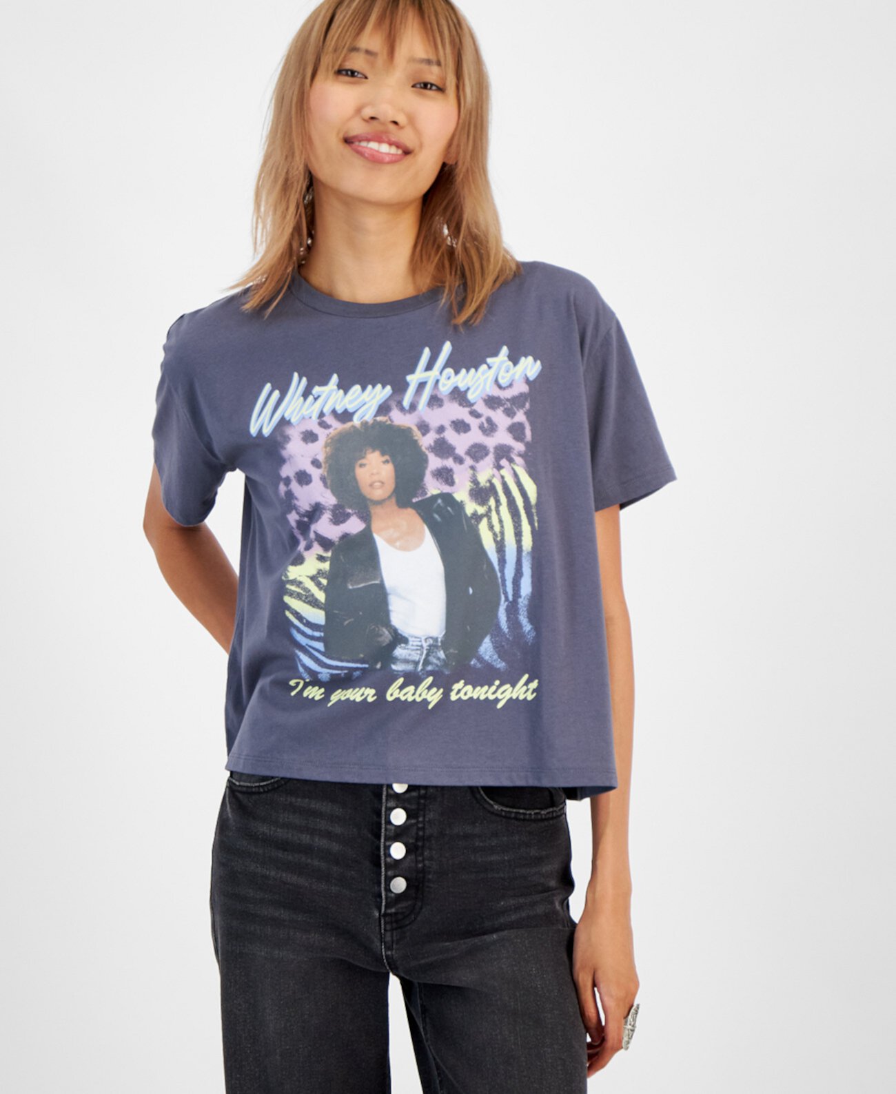 Juniors' Whitney Houston Graphic-Print T-Shirt Grayson Threads, The Label