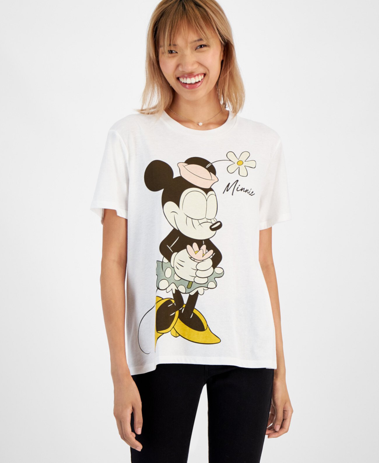 Juniors' Minnie Mouse Cotton Relaxed-Fit Graphic T-Shirt Disney