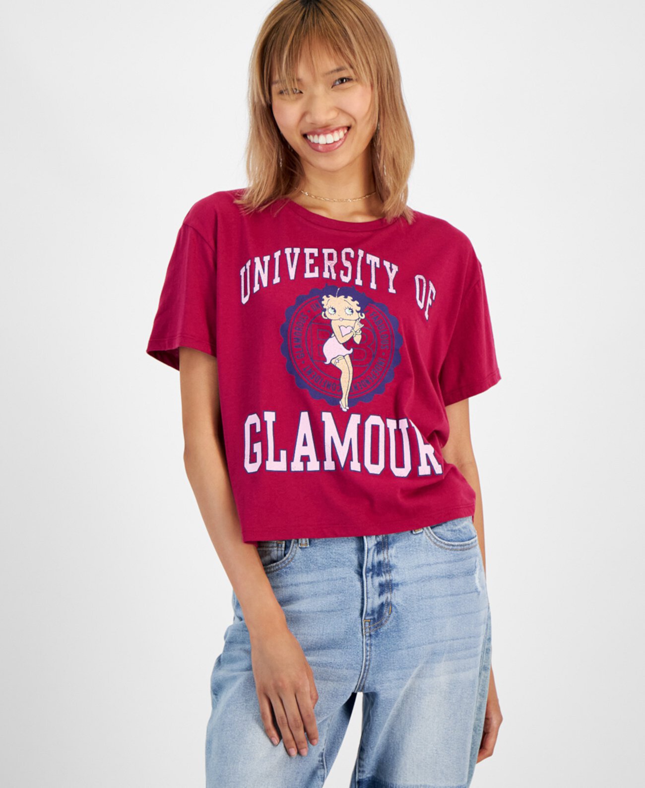 Juniors' Betty Boop Glamour University Graphic T-Shirt Grayson Threads, The Label