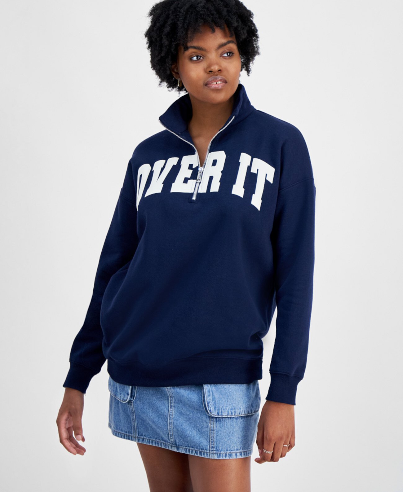 Self-Esteem Juniors' Over it Quarter-Zip Sweatshirt Self Esteem