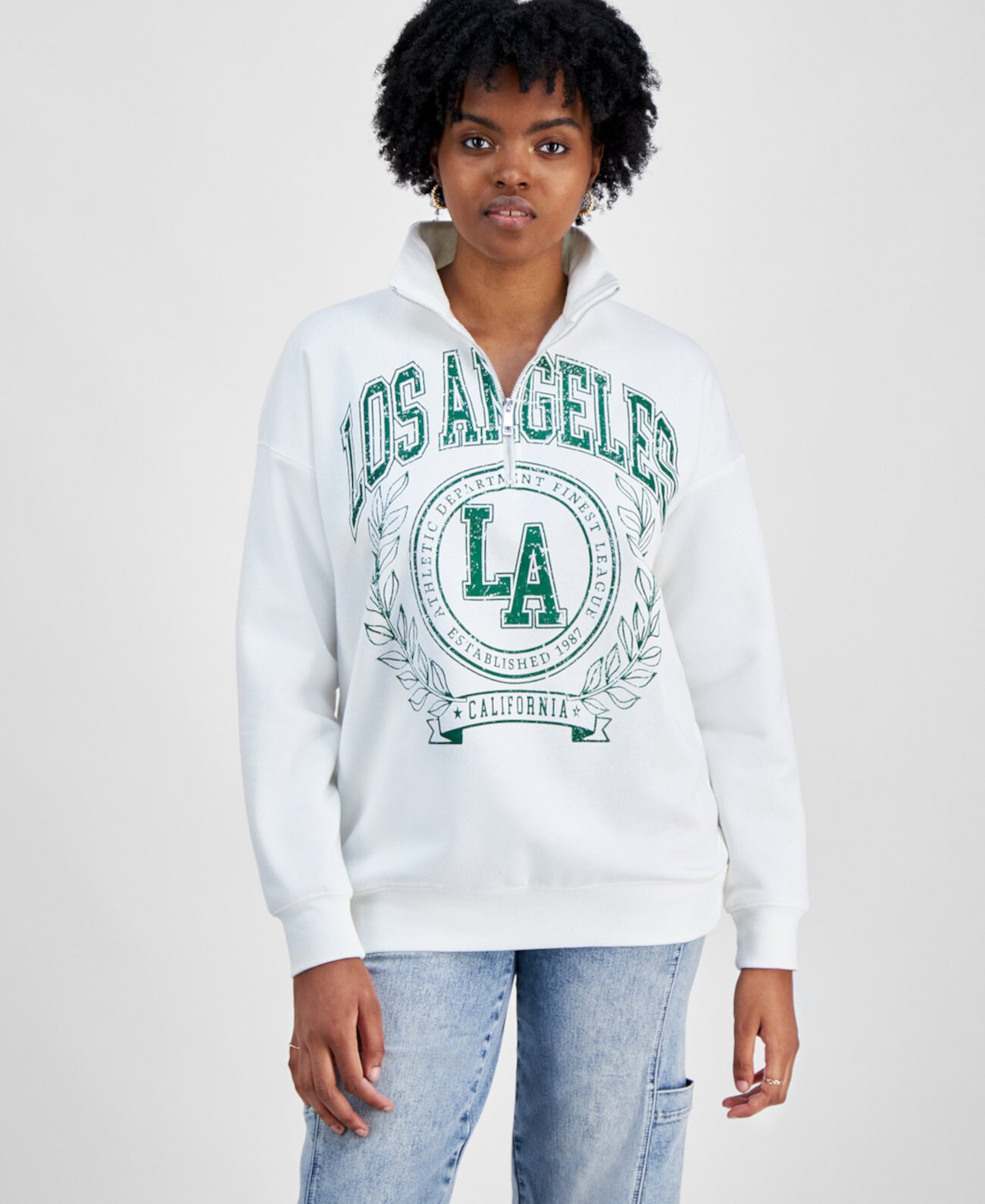 Juniors' Los Angeles Quarter-Zip Sweatshirt Self Esteem