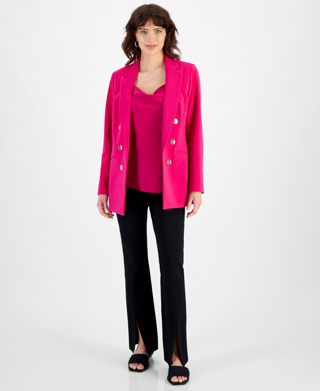 Women's Peak-Lapel Open-Front Long-Sleeve Blazer, Created for Macy's Bar III