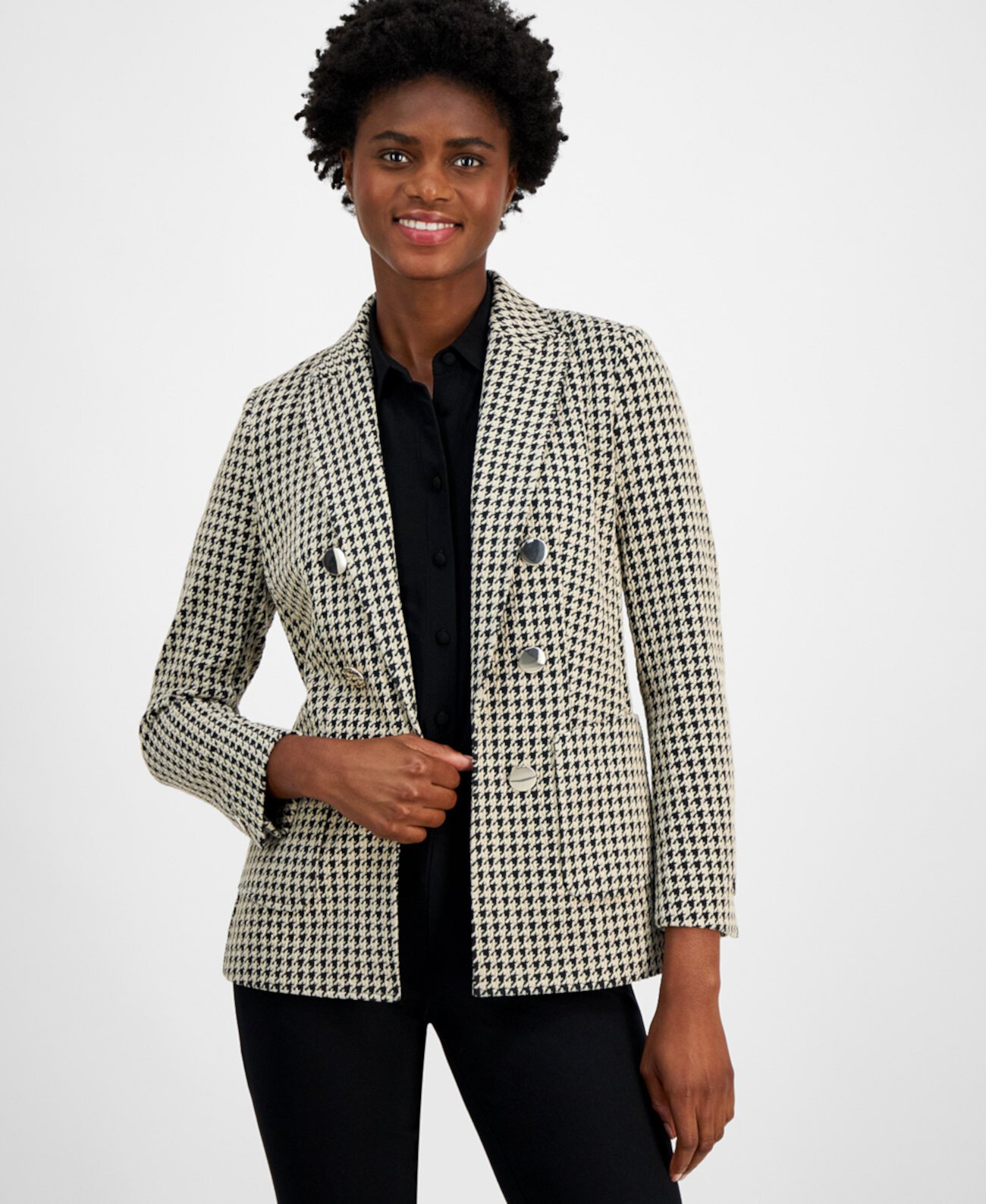 Women's Houndstooth Jacquard Blazer Anne Klein