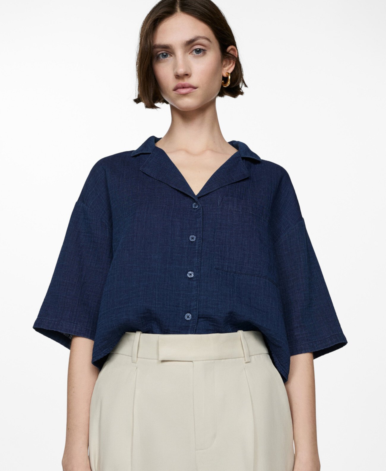 Women's Short Sleeved Cotton Shirt MANGO