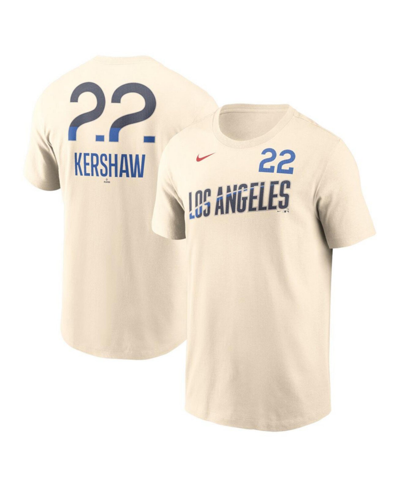 Men's Clayton Kershaw Cream Los Angeles Dodgers 2024 City Connect Fuse Name Number T-Shirt Nike