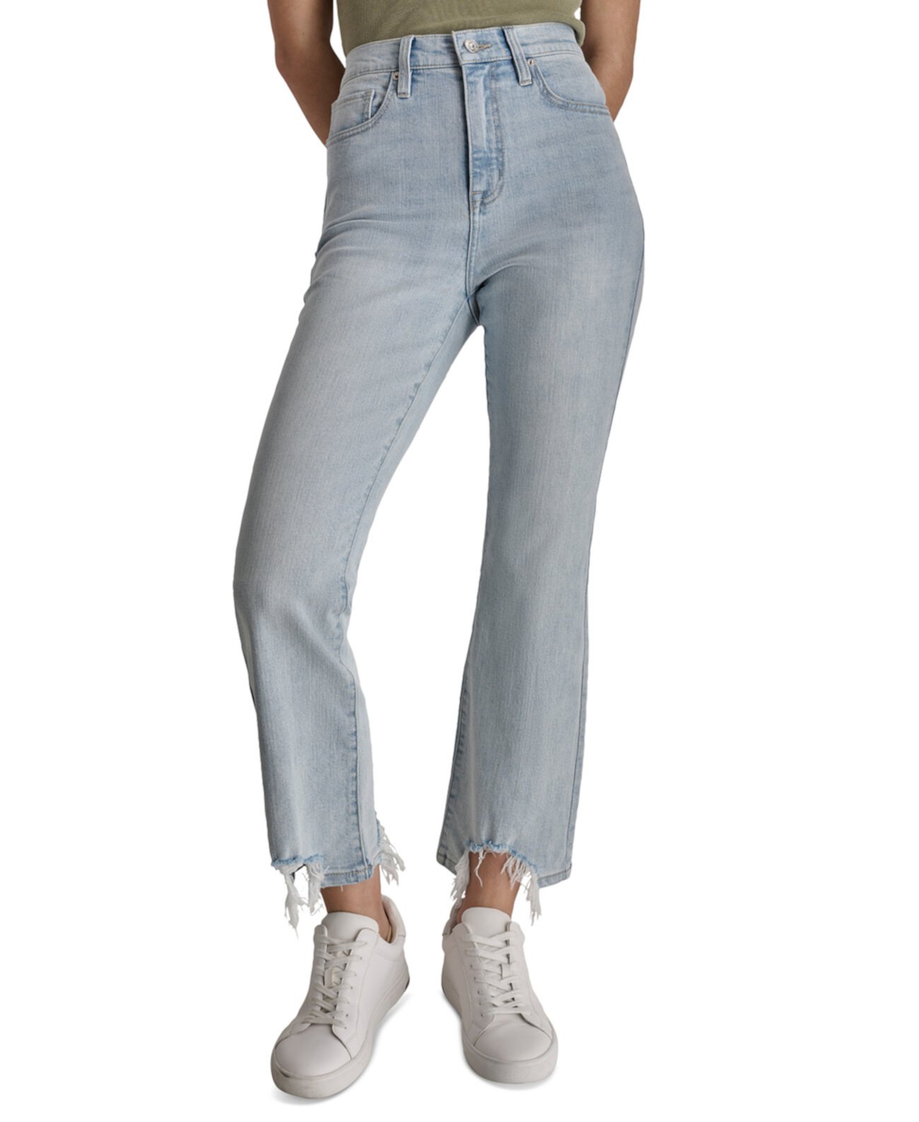 Women's High-Rise Destructed-Hem Jeans DKNY