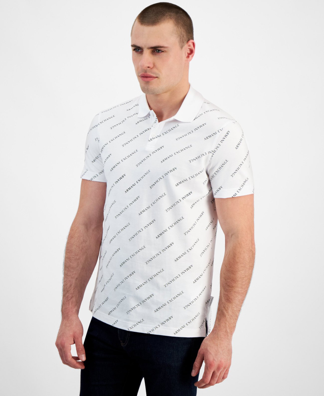 Men's Short Sleeve Logo Print Polo Shirt, Created for Macy's Armani