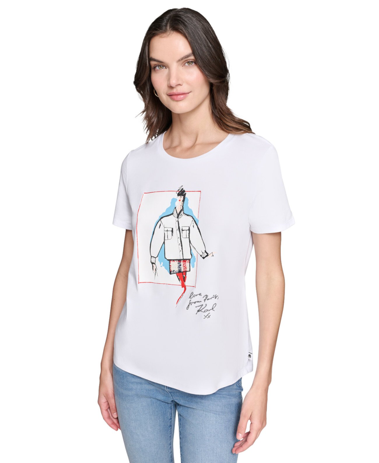 Women's Sketch Girl Graphic T-Shirt Karl Lagerfeld Paris