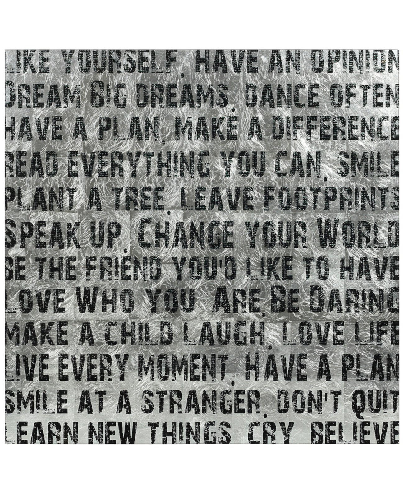 "Words" Reverse Printed Tempered Glass Leaf, 38" x 38" x 0.2" Empire Art Direct