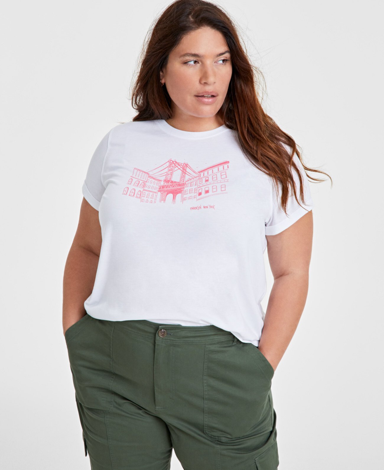 Trendy Plus Size Crewneck Brooklyn Graphic T-Shirt, Created for Macy's On 34th