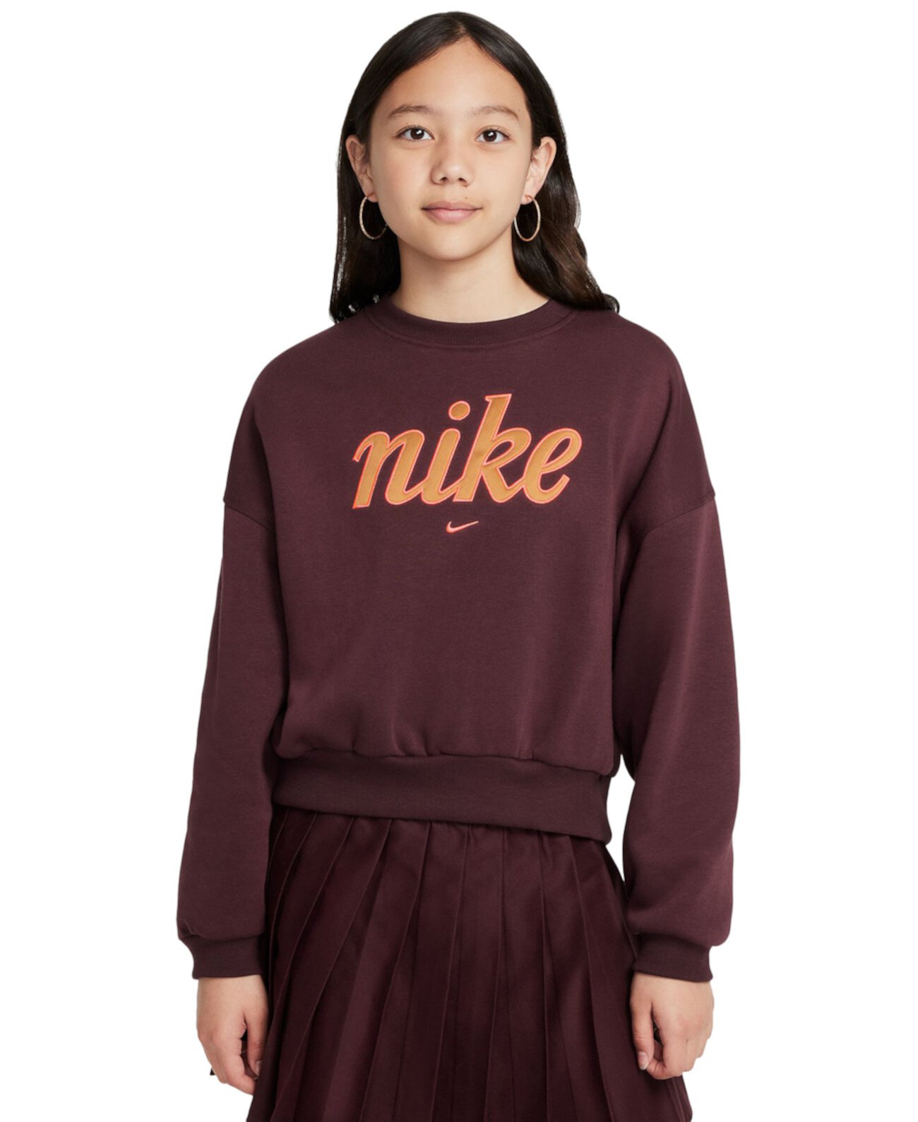 Худи Nike Для девочек Big Girls Sportswear Club Fleece Crew-Neck Sweatshirt Nike