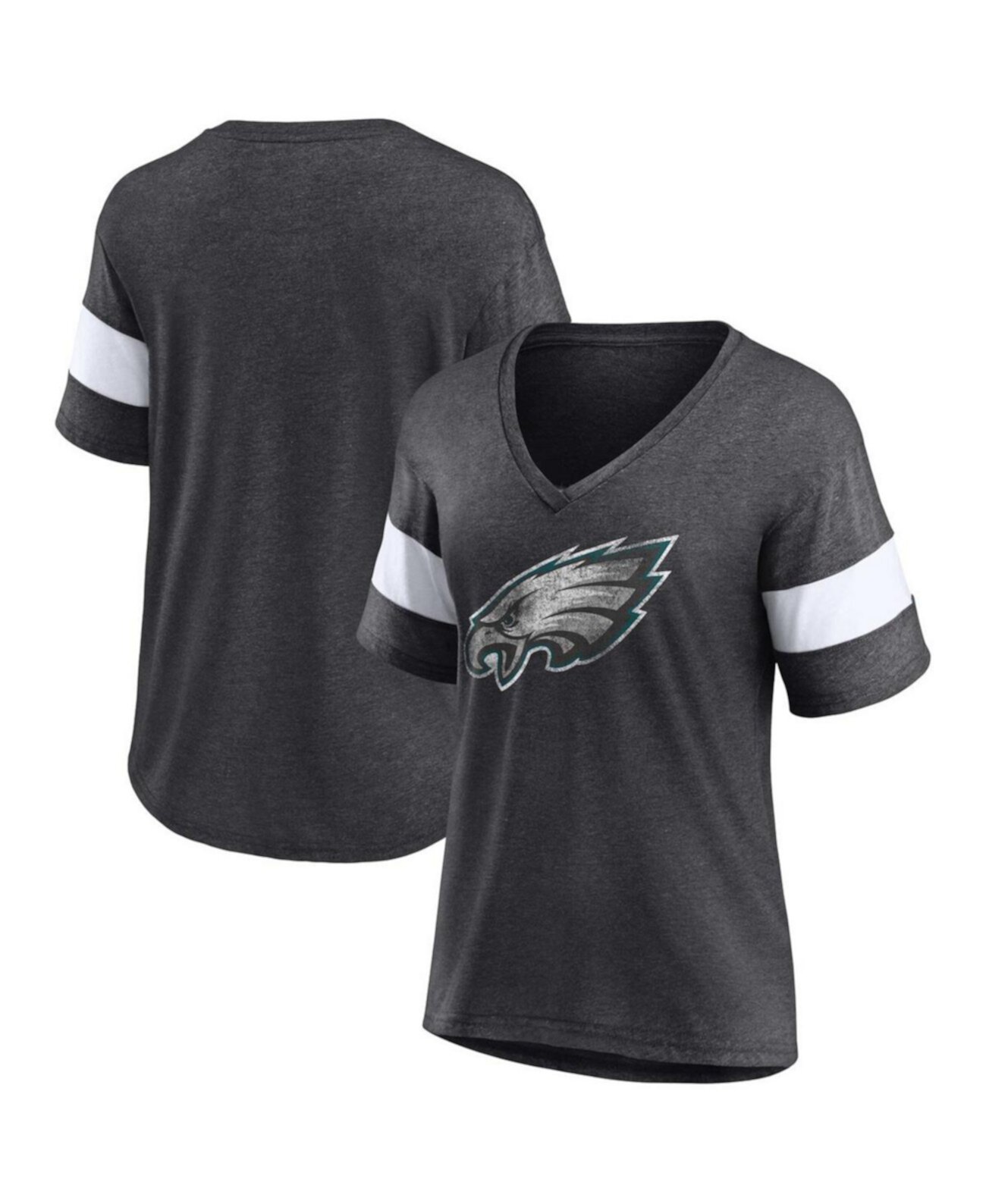 Women's Charcoal Philadelphia Eagles Plus Size Logo V-Neck T-shirt Fanatics