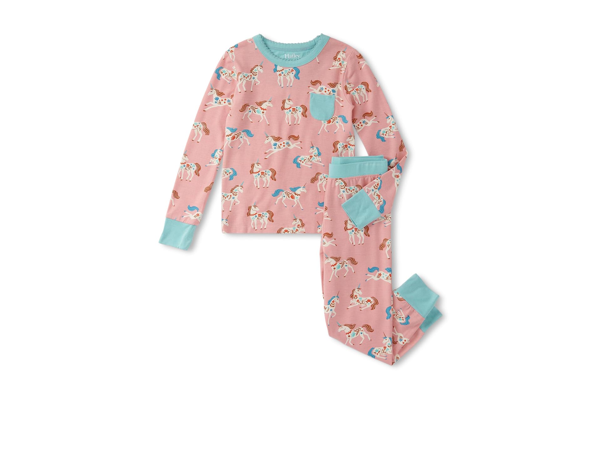 Folksy Unicorn Bamboo Pajama Set (Toddler/Little Kid/Big Kid) Hatley