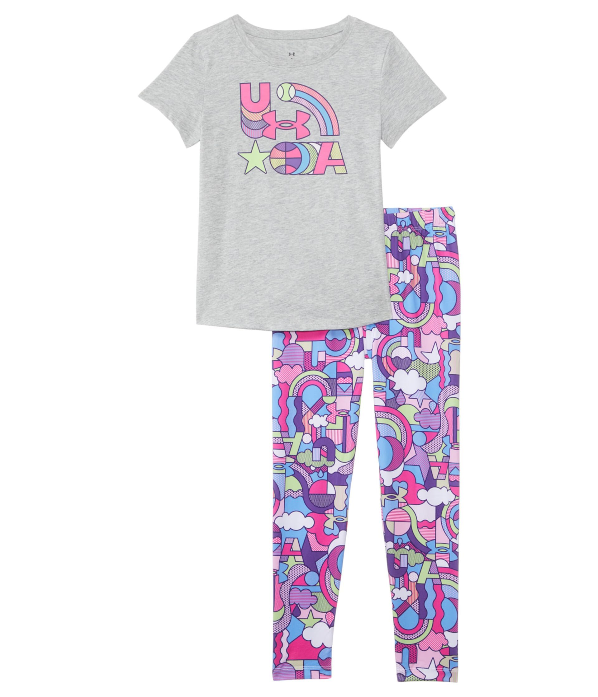 Printed Short Sleeve Legging Set (Little Kids) Under Armour Kids