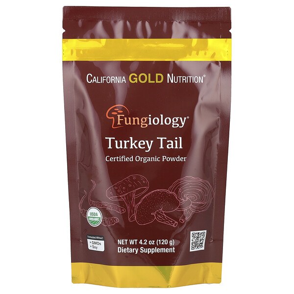 Certified Organic Turkey Tail Powder (Порошок), 4.2 oz (Унции) (120 g) California Gold Nutrition