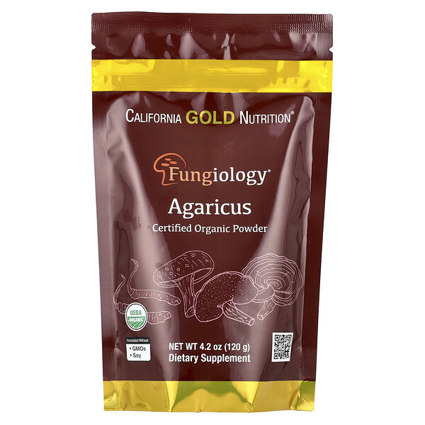 Certified Organic Agaricus Powder (Порошок), 4.2 oz (Унции) (120 g) California Gold Nutrition