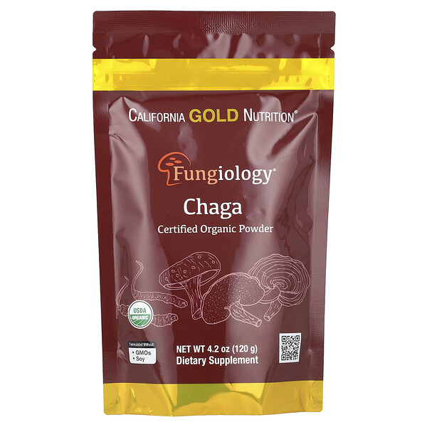 Certified Organic Chaga Powder, 4.2 oz (120 g) California Gold Nutrition