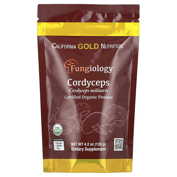 Certified Organic Cordyceps Militaris Powder, 4.2 oz (120 g) California Gold Nutrition