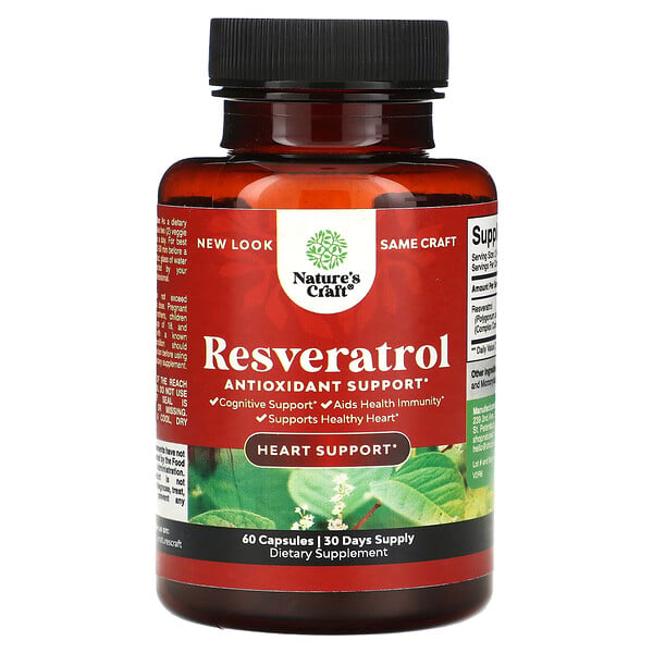 Resveratrol, Antioxidant Support, 60 Capsules (Капсулы) Nature's Craft