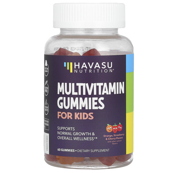 Multivitamin Gummies For Kids, Orange, Strawberry & Cherry, 60 Gummies Havasu Nutrition