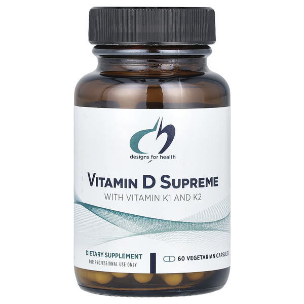 Vitamin D Supreme with Vitamin K1 and K2, 60 Vegetarian Capsules Designs for Health