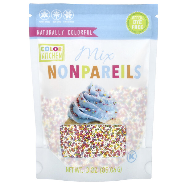 Цветные натуральные посыпки Nonpareils 85 г: растительные, без ГМО, без глютена ColorKitchen