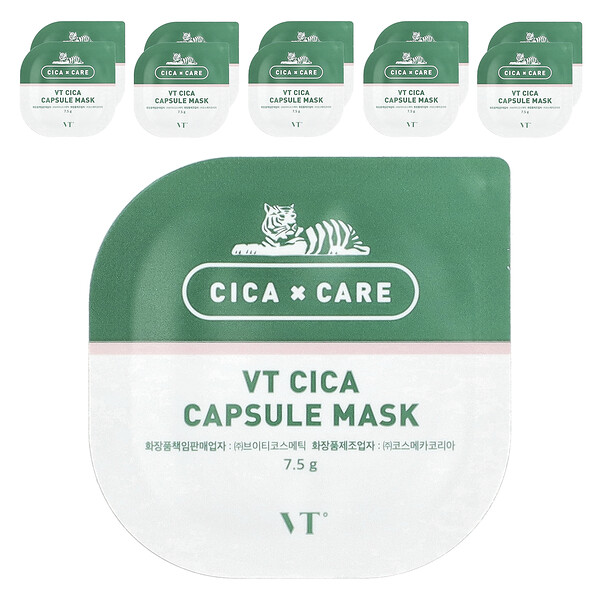 VT Cica Capsule Beauty Mask, 10 Count, (7.5 g) Each VT Cosmetics