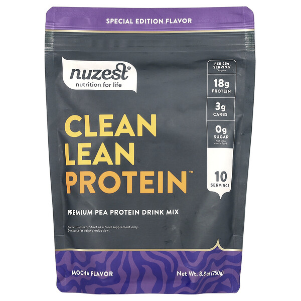 Clean Lean Protein™, Premium Pea Protein Drink Mix, Mocha , 8.8 oz (250 g) Nuzest